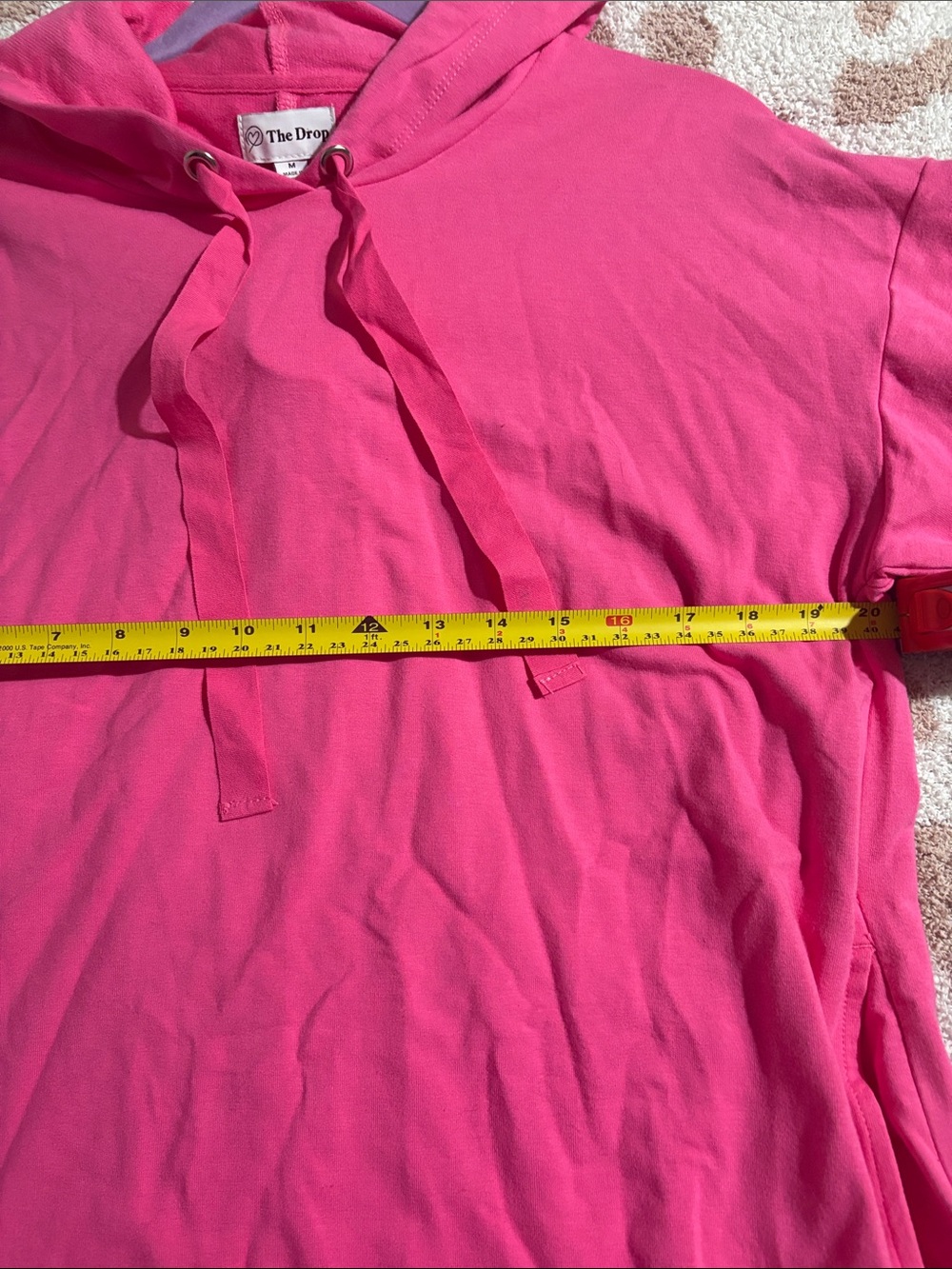 Women's Hot Pink Hooded Longline Sweatshirt - Picture 3 of 8
